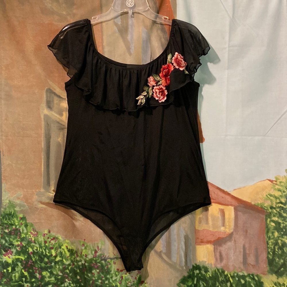 Zenobia sheer mesh off the shoulder bodysuit
